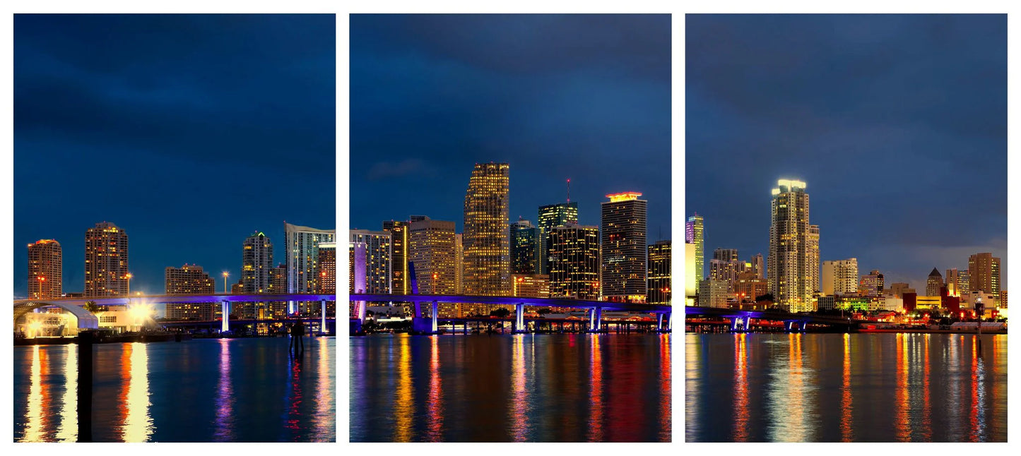 3pc Miami Glass Wall Art 24"x36"